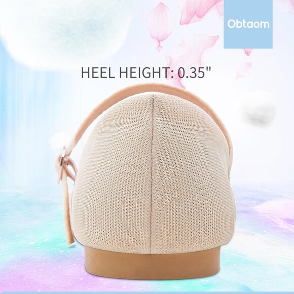 Obtaom Women Beige Polyester Round Toe Comfortable Classic Strap Ballet Flat - Picture 4 of 6